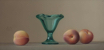 perziken en groen glas